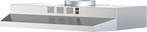 FIREGAS Campana extractora de 30 pulgadas, convertible sin conductos, de acero inoxidable, con control de botón basculante, ventilador de escape de