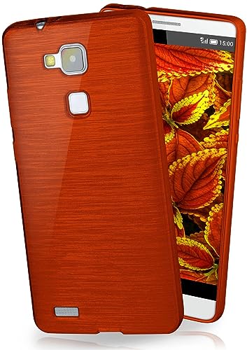 moex Cover in Silicone Compatibile con Huawei Ascend Mate 7 | Effetto Alluminio Spazzolato, Rosso Vinaccia