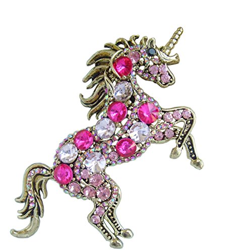 Image of Unique Animal Unicorn Horse Brooch Pin Pendant Austrian Crystal BZ6172