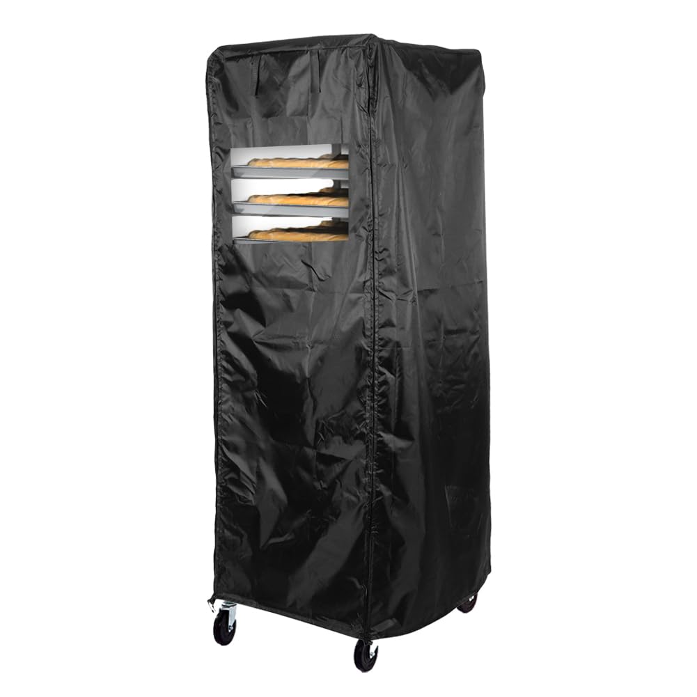COOSOO Bakery Rack Cover with Visible Window Waterproof Bread Rack Cover Bun Pan Rack Cover with Zipper Suitable for 20 Tier Sheet Bread Rack