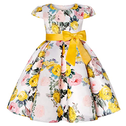 CMMCHAAH 2-9T Girls Flower Dresses Toddler Pageant Party Easter Floral Print Dress