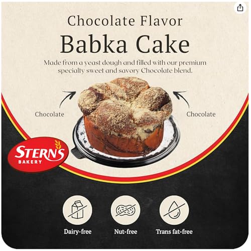 Stern’s Bakery Chocolate Babka Cake | Coffee Cake, Artisan Breakfast Pastries | Holiday Food Gift- Christmas Thanksgiving | Kosher, Dairy Free, Nut Free