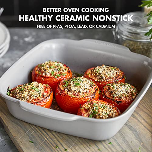 GreenPan-Premiere-Ovenware-Healthy-Ceramic-Nonstick-4-Piece-Warp-Free-Bakeware-Set-Rectangular-and-Square-Baking-Pan-QuarterHalf-Sheet-Oven-Broiler-safe-to-600F-Dishwasher-Safe-PFAS-Free-Gray