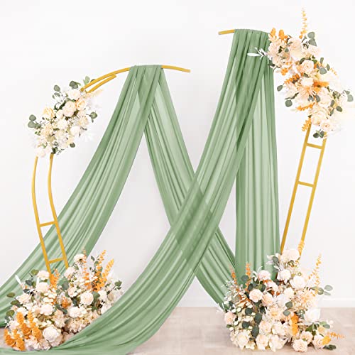 socomi wedding arch draping fabric 1 panel 2934 x 19ft sage green sheer chiffon curtain drapes 6 yards for wedding ceremony birthday party decoration