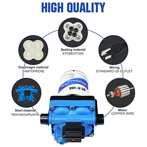 Image of DC HOUSE 42-Series Water Diaphragm Pump with Hose Adapters for RV Shower Agricultural Irrigation 110V 3.5GPM 55PSI