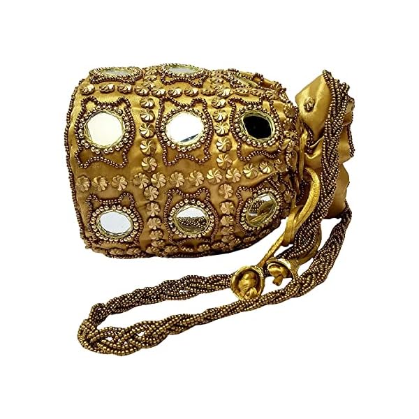 Designer Potli Bag with Beadwork For Women | Silk Fabric Standard Size Single Bag - Image 3