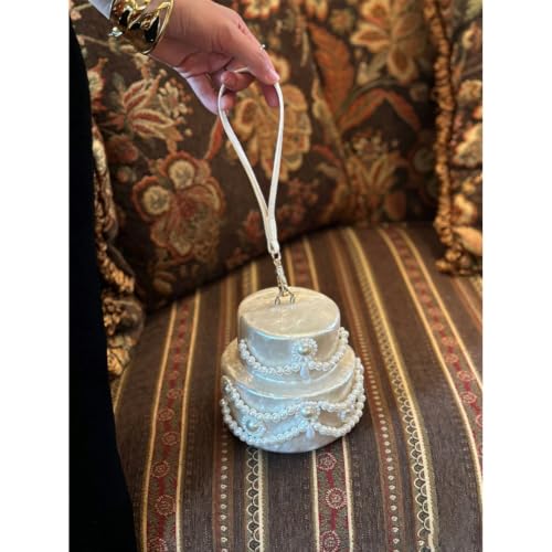 Image of Mini Acrylic Cake Shaped Clutch for Women Pearl Acrylic Evening Bag Unique Evening Handbag Purse for Wedding Party Prom