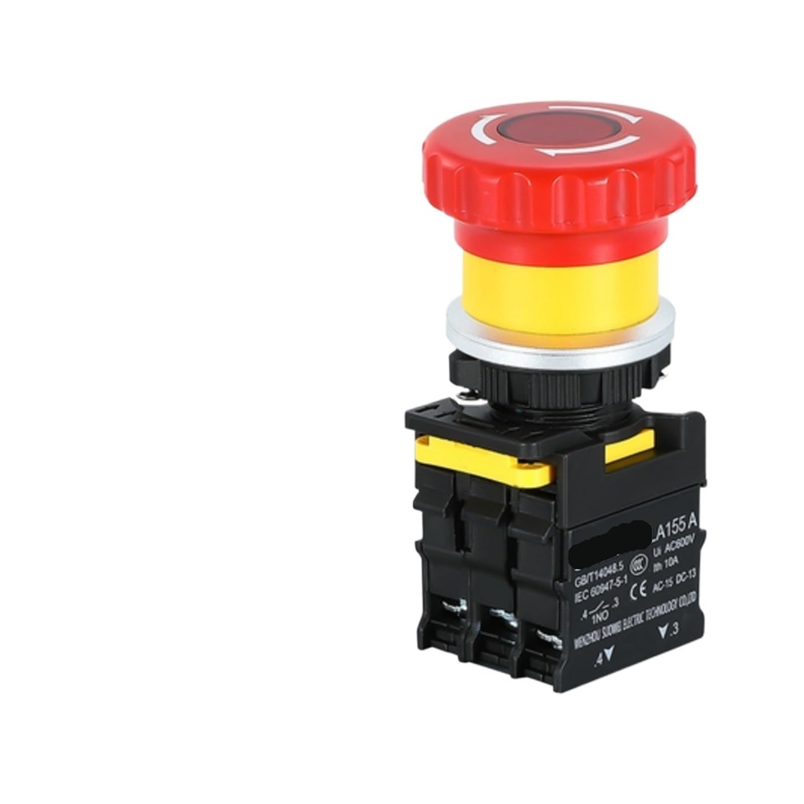 Botón de parada de emergencia interruptor de encendido con cabeza de seta control de arranque eléctrico 10A con botón de luz 12V220V24V 30MM(A Style With Light,1NC_6V)