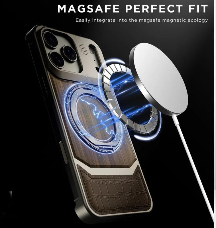 Image of Bezel-Less Slim Natural Wood Case Compatible with iPhone 17 Pro with Magnetic Ring |Cloth Aroma Therapy Wooden Case - Orange