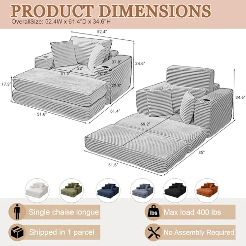 Sillón Plegable Poliuretano Gris miniatura 2