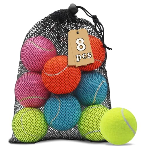 ZHUOKECE Tennis Balls 8 Pack Training Tennis Balls Practice Balls Pet Dog Playing Balls fit for Beginner Training Ball (Multi-Color)