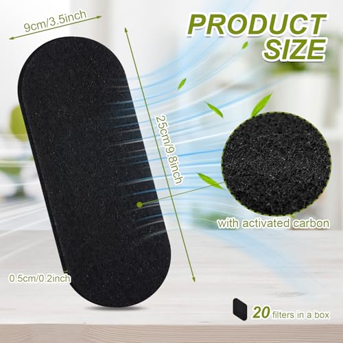 Image of Tuanse 20 Pack Ceiling Fan Filters for Blades, Activated Coconut Activated Zeolite Ceiling Fan Air Filter, Stick Air Filter Purifiers for Common Household Contaminants (Black)