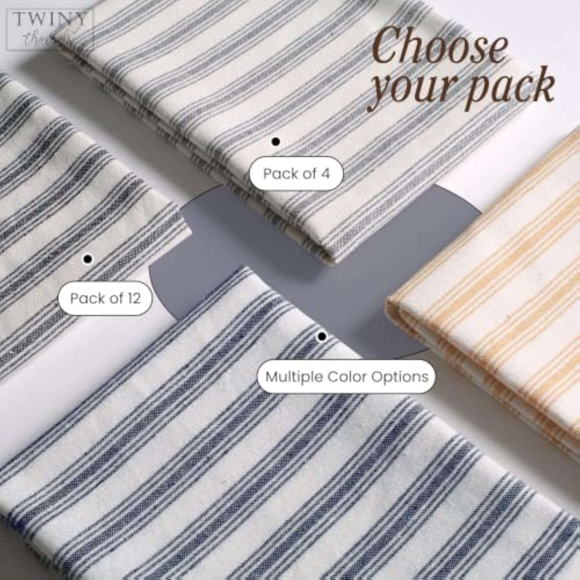 4Pc 100% Cotton Kitchen Towels, Quick Dry Gift Set
