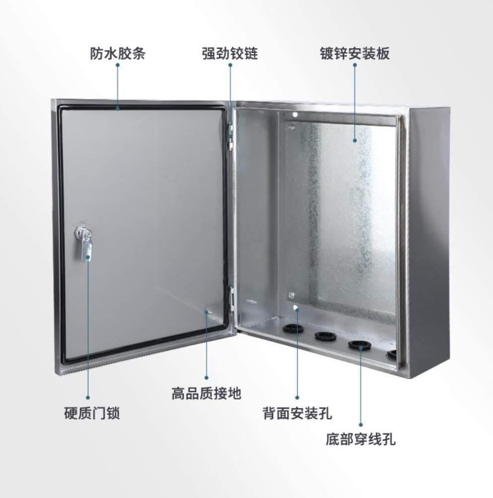 XBTGS Caja de conexiones eléctricas de acero inoxidable impermeable, montaje en pared, caja de medidor de metal a prueba de polvo con cerraduras de seguridad y placas de montaje para control de
