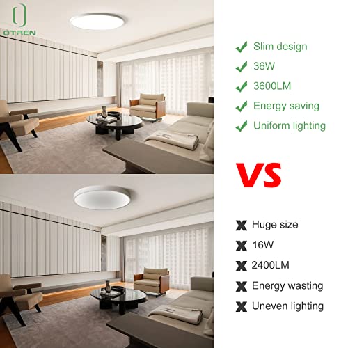 OTREN LED Ceiling Light, 36W Daylight White 4000K, IP44 Waterproof Bright Indoor Ceiling Lamp for Bedroom Kitchen Hallway Office 30CM - Image 3