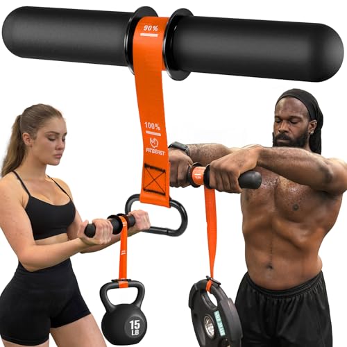 FitBeast Unterarmtrainer & Unterarmtrainer, Handgelenkroller mit dickerem Griff, Unterarmkrafttrainer mit verstellbarem Gurt - ideal für Griffkraft, Muskelaufbau, Rehabilitation (Orange)