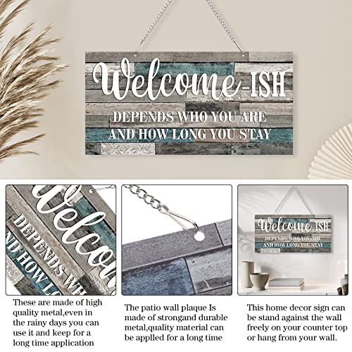 Hotop Funny Christmas Welcome Front Door Sign Welcome-ish Hanging Sign 12 x 6 Inch - Image 3