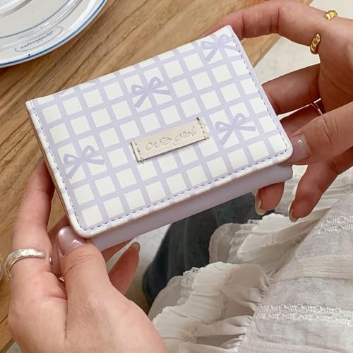 Eye Catching Striped PU Wallet With Bows Detail Soft And Practical Card Compartment Fashion Short Coin Purse For Women Stylis3