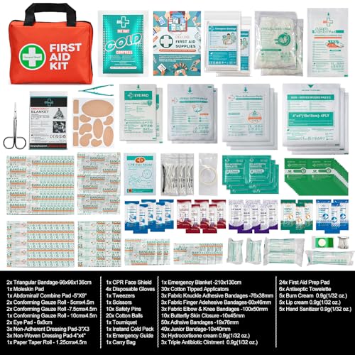 General Medi First Aid Kit, 250 Piece Small First Aid Kit - Includes Emergency Foil Blanket, Instant Cold Pack,Scissors for Travel, Home, Office, Vehicle, Camping, Workplace & Outdoor - Image 3
