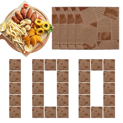 Papel de embalaje para alimentos, 100 hojas de papel de embalaje de alimentos resistente a la grasa, 7,09 x 7,09 pulgadas, revestimiento antiadherente para fiestas, barbacoas y cestas de picnic, papel