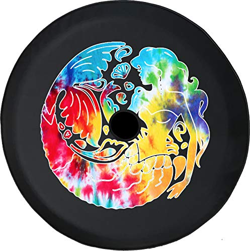 JL Spare Tire Cover Tye Dye Mermaid Beach Seashells JL Tire Cover with Backup Camera Hole BUC (Fits: JL Accessories) Black Size 32 Inch with Grommets