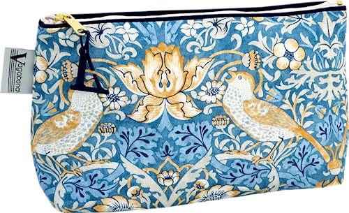 William Morris Strawberry Thief Sack Bag, Blue, 21cm x 13cm x 6cm