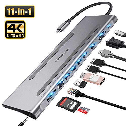 USB C Hub,BQYPOWER Type C Adapter 11 in 1 with Gigabit Ethernet Port