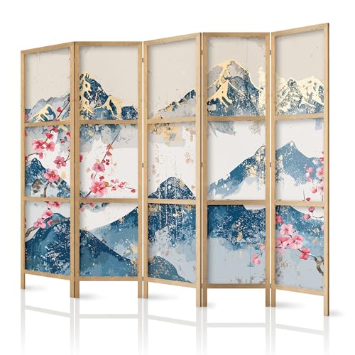 framed concept - Paravent Raumteiler aus Holz 225x172 cm, 5-teilig, einseitig, im orientalischen Stil