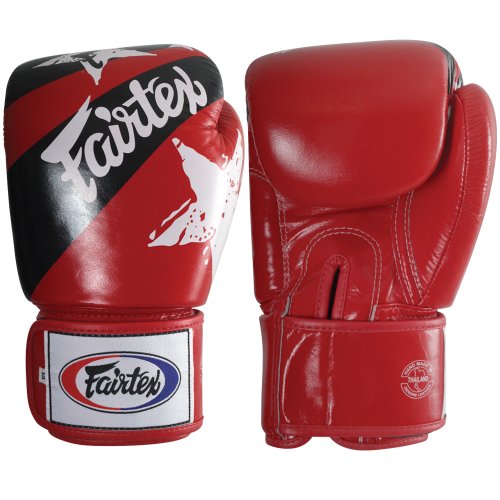 Image of Fairtex Muay Thai Style Sparring Gloves, Red, 12-Ounce