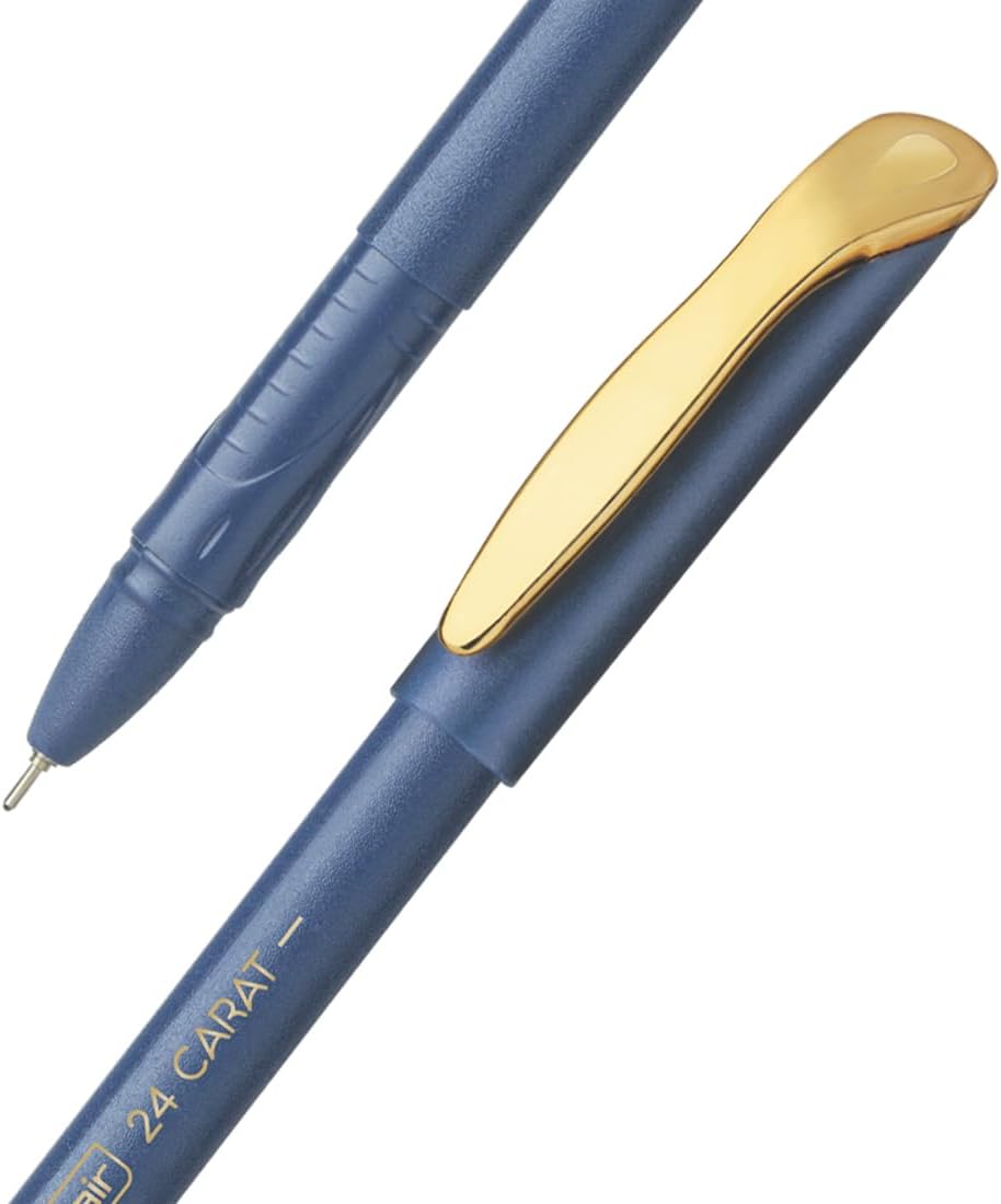 FLAIR 24 Carat Ball Pen Tumbler Set | Smooth Ink Flow System | Elegent Looks with Smudge Free Writing Experience | Blue Ink, Pack of 50 Pens