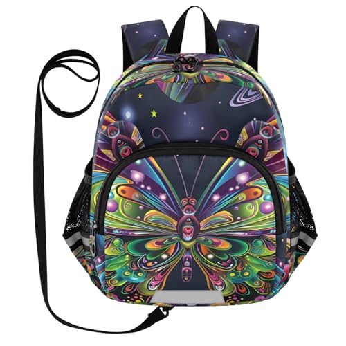 Kid's Backpack for Boys & Girls Toddler Bag Psychedelic Butterfly Backpack with Safety Leash - Main Image