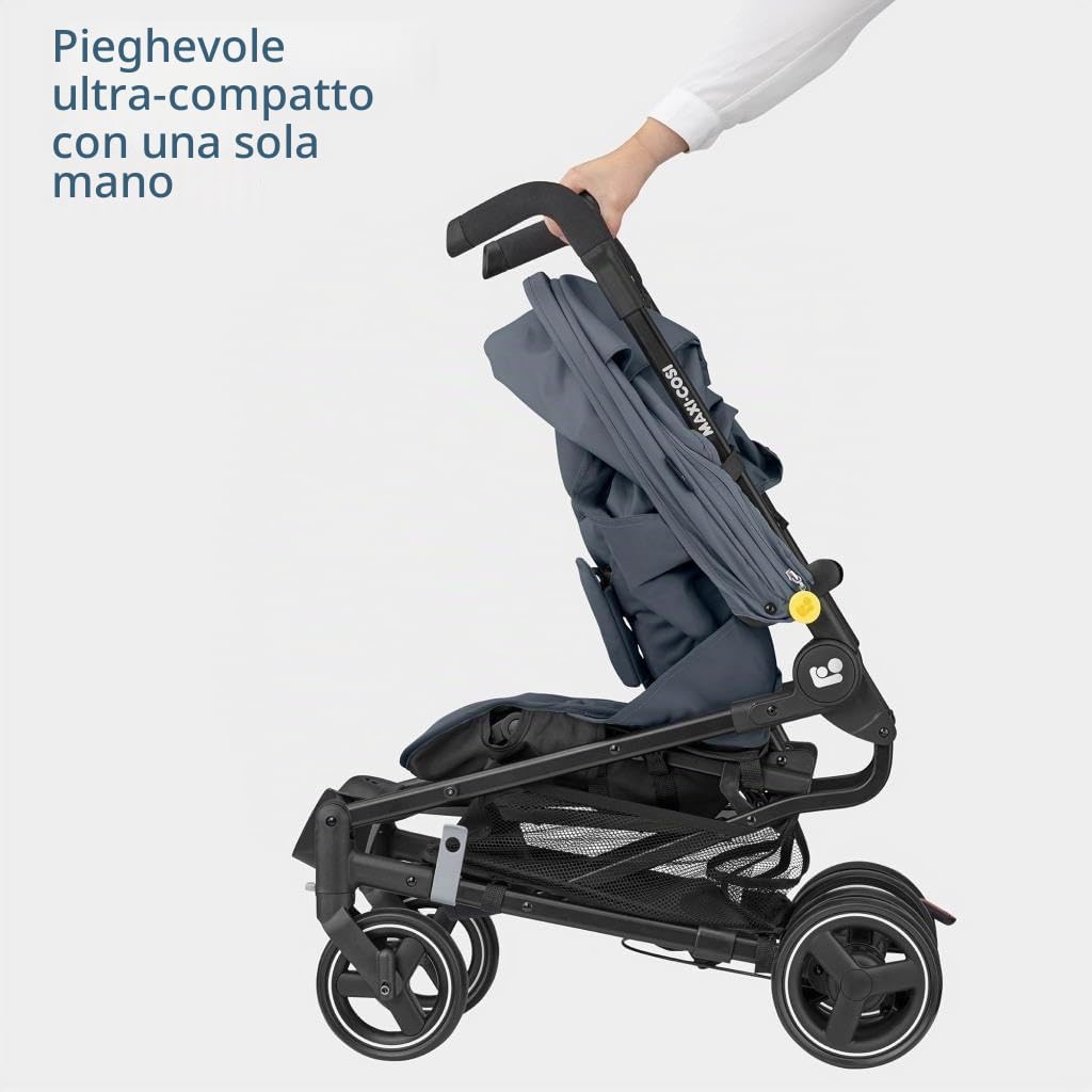 Maxi-Cosi Mara Passeggino Leggero e Compatto, Reclinabile Fino Alla Posizione Nanna, Richiudibile con Una Mano, Seduta Spaziosa e Comoda, Omologato Fino a 22 kg, Brave Graphite