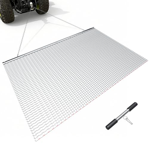 VEVOR Baseball Field Drag Mat 6.6 x 4 ft Field Drag High-Efficiency Yard Drag Durable Galvanized Steel Mesh Drag Mat with Towing Chain for Gravel Driveway Ruts Farm Field Leveling