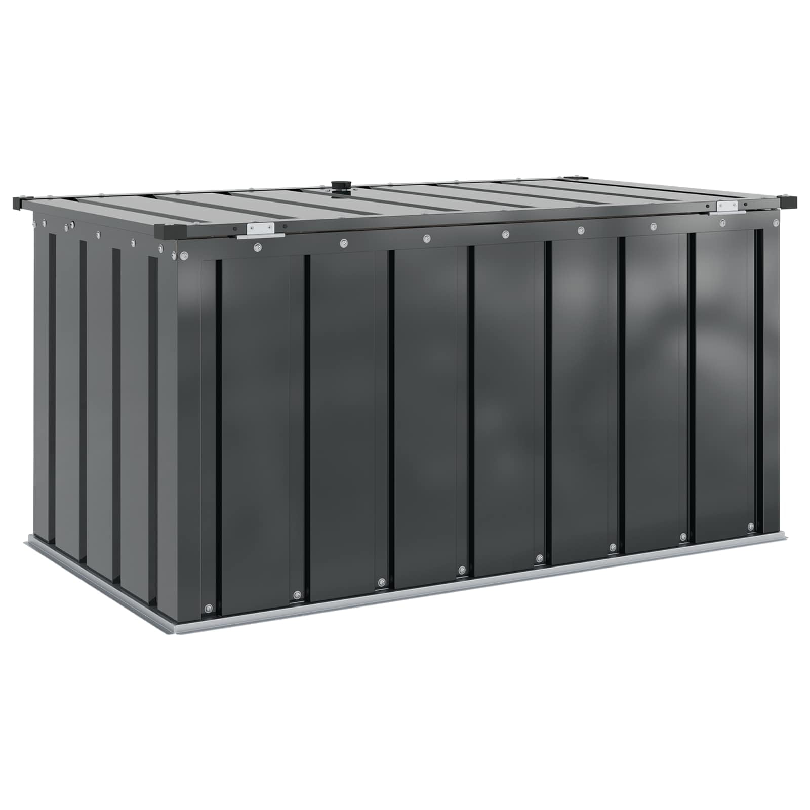 Cassapanca da Giardino con Serratura 101 x 56,5 x 50 cm, Baule da Esterno Metallo Impermeabile Scatola di Stoccaggio per Giardino Nero