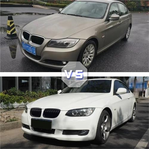 Calandre avant pour BMW E90 E91 LCI look carbone double barre style course - 3