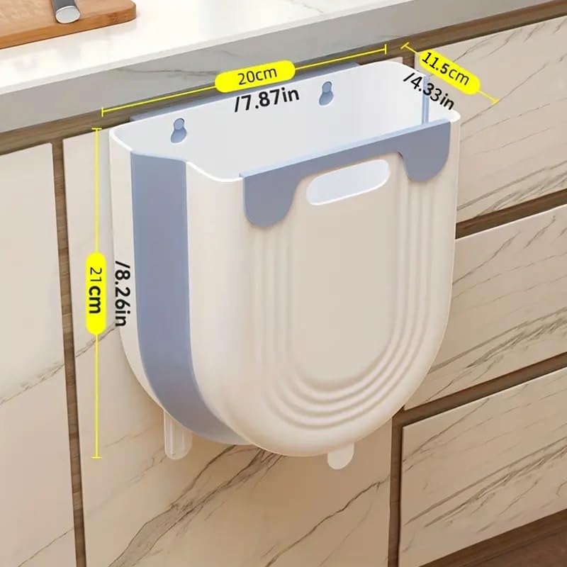 Caneca de basura plegable para cocina con gancho azul miniatura 3