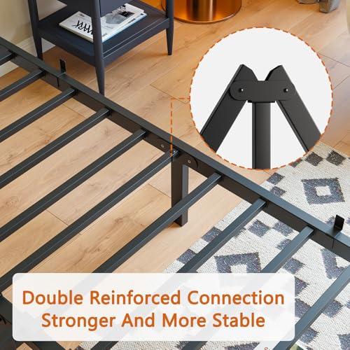 Image of BOFENG Full Size Bed Frame with Wood Headboard,Heavy Duty Platform Bed Frame Full with Storage No Box Spring Needed,Reinforced Steel Slats Support,Mattress Foundation,Black