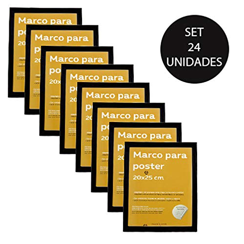 Nacnic Marco para Fotos 20x25 cm. Set 24 Unidades Color Negro elaborado en MDF. Porfafotos para Colgar o apoyar. para Fotos, Posters, Diplomas, Dibujos. Frontal de Cristal. Caja de 24 Marcos.