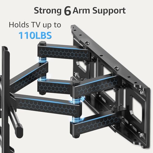 Image of MOUNTUP Full Motion TV Wall Mount for Most 40-85 inch Flat TVs up to 110 lbs, Wall Mount Bracket with Dual Articulating Arms, Tilt, Level, Swivel, TV Mount Fits 12 /16 inch Wood Stud, Max VESA 600x400mm