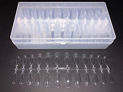 KM-Nails - Set de manicura (504 unidades, con forma de almendra, tapa completa)