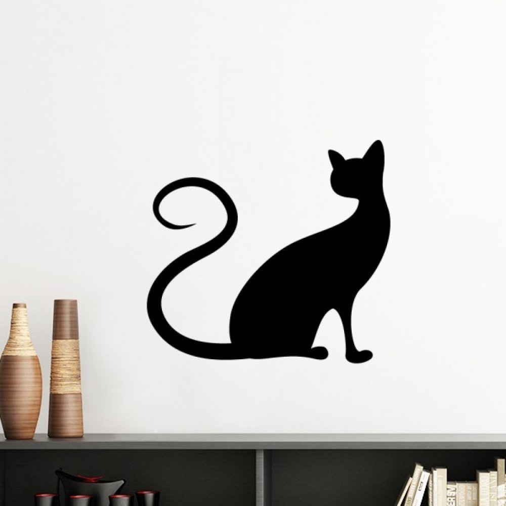 Sticker mural amovible chat noir pour décorer facilement une chambre de location