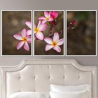 3 Piece Framed Canvas Wall Art Pink Blossom and Colorful Bouquet Canvas Prints Home Artwork Decoration for Living Room,Bedroom - 16