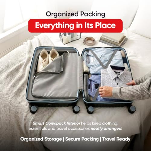 Image of Core Set of 3 Trolley Bags Cabin + Medium + Large Polypropylene Hard Suitcase, 8 Spinner Wheels, Recessed Number Lock, Luggage for Men & Women Midnight Black /Arctic Blue