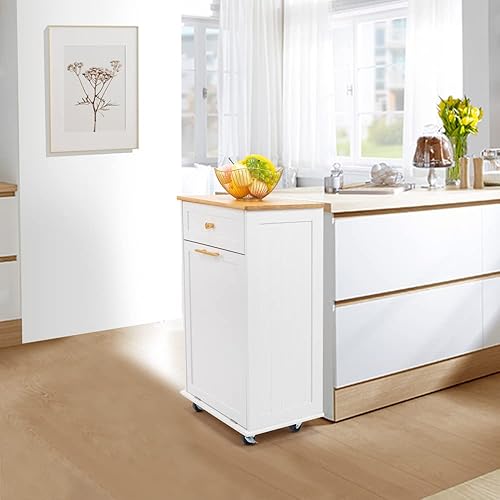 Miniatura 7 de VINGLI Armario de basura inclinable, armario de basura con cajón, organizador de almacenamiento móvilindependiente a prueba de mascotas de 10