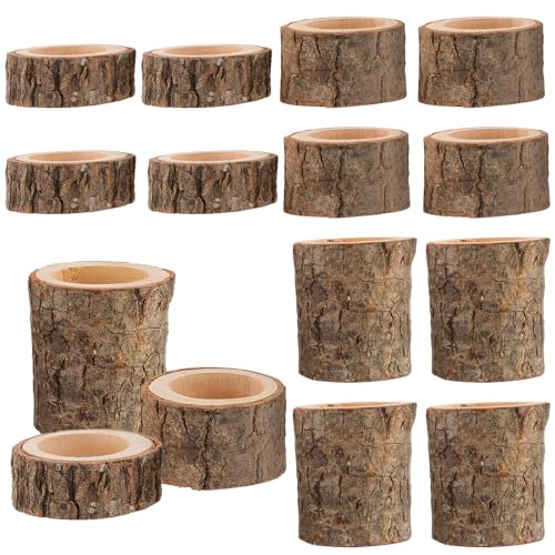 FUNSUEI 18 Stück Teelichthalter Holz, 3 Größen Kerzenhalter aus...