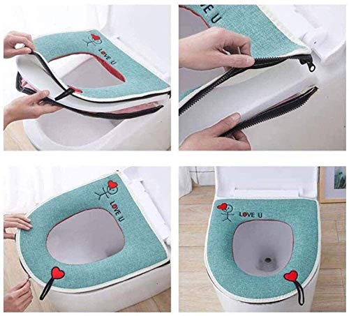YLKCU 2 Stück weicher Badezimmer-Toilettensitzbezug, Versuchungstuch Toilettensitzkissen Antibakterielle Toilettenmatte Adult Plüsch Warmer, weicher, Dicker, tragbarer, wiederverwendbarer – Bild 3