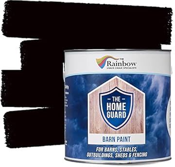 RAINBOW CHALK MARKERS LTD HOME GUARD BARN PAINT Exterior Wooden Buildings Barns Sheds Fences Protection Water Based Hard Wearing Matt Finish (2.5 Litre, Barn Black)
