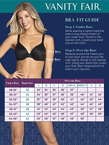 Vanity Fair Womens Body Shine Full Coverage T-Shirt Bra, Underwire - White, 36B Us #TOP3