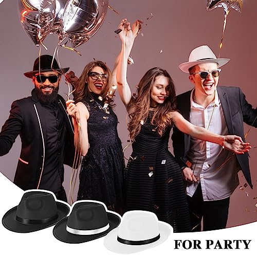 Image of Toulite 12 Pcs Hats Gangster Hat for Men Women 1920s Party Gentlemen Unisex Hat Felt Mobster Men's Costume Headwear, 3 Styles, 21.5 Inch Head Circumference