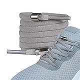 LaceHype - 2 Paar Premium Elastische Schnürsenkel mit Metallkapseln ohne binden - Set für 2 Paar Schuhe - mit Kapseln für Sneaker, Laufschuhe, Sporschuhe (Grau)